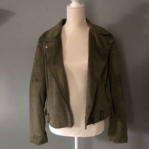 NWT Suede olive green Moto jacket
